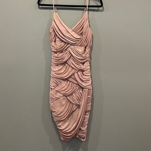 Halston Heritage Blush Ruched Mini Dress